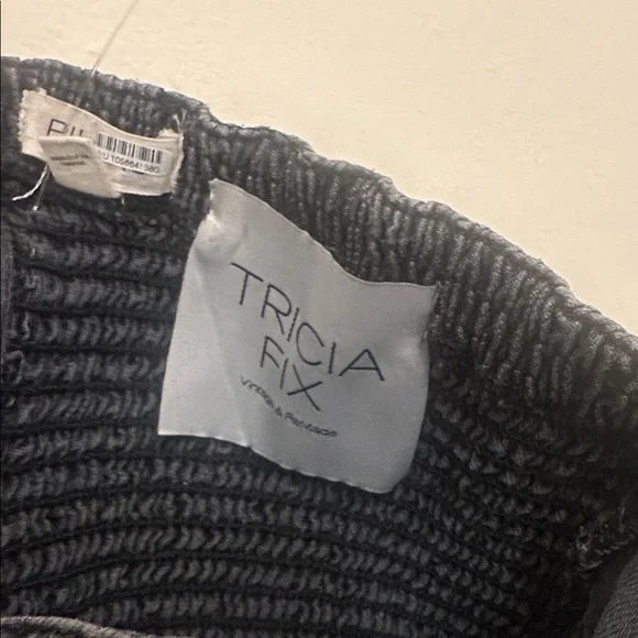 Tricia Fix Re-Nuuly Embellished Corset Top Black US 8 Tie-Up Back Strapless Stud - Picture 3 of 4